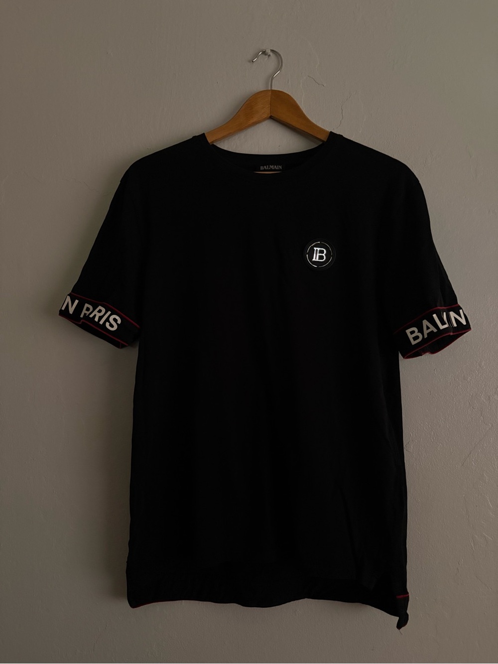 Balmain Paris Black Short Sleeve Logo Tee